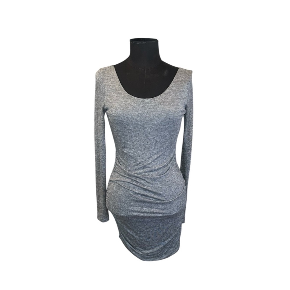 🚨𝐂𝐋𝐄𝐀𝐑𝐎𝐔𝐓 𝐒𝐀𝐋𝐄🚨✨𝐌𝐎𝐒𝐒𝐈𝐍𝐎 Grey Ruched Long-Sleeve Bodycon Dress